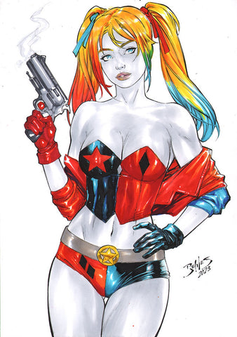 Harley Quinn 9"x12" COLOR By Ed Benes