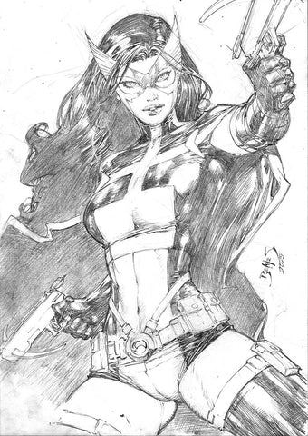 Huntress drawing by Ed Benes